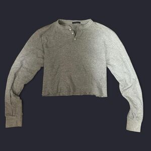 Brandy Melville Heather Gray Cropped Henley